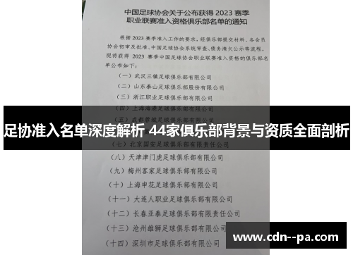 足协准入名单深度解析 44家俱乐部背景与资质全面剖析